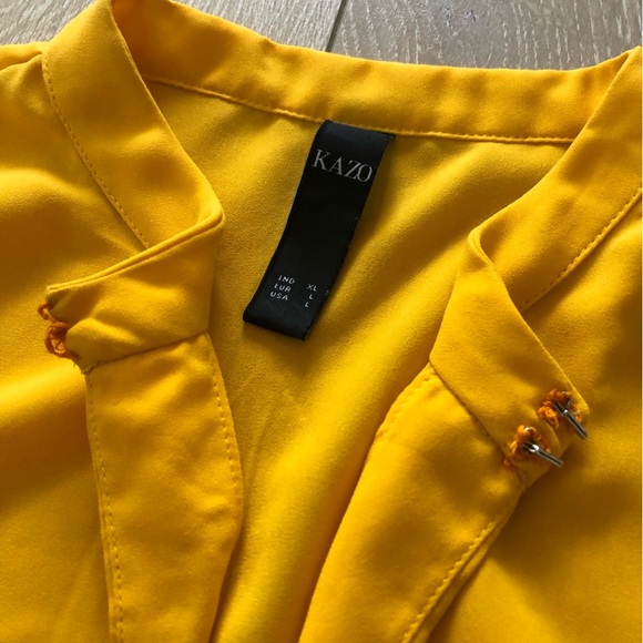 Kazo Mustard Yellow Long Sleeve Blouse Size L - Picture 7 of 14